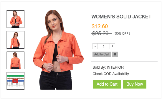 Product page of an online leather jacket store built using StoreHippo ecommerce platform.