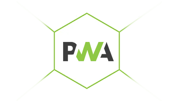 PWA logo in creative style explaining the benefits of PWA technology used by StoreHippo ecommerce platform.
