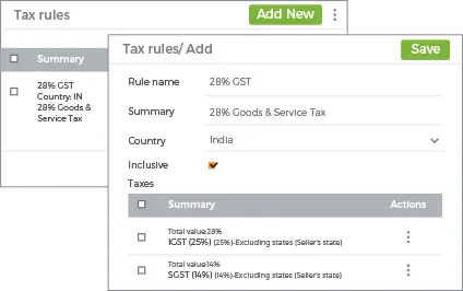 StoreHippo's inbuilt tax-engine with feature to set up tax inclusive or exclusive pricing on product pages.