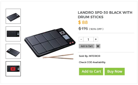 Product page of an musical instruments store built using StoreHippo ecommerce platform.