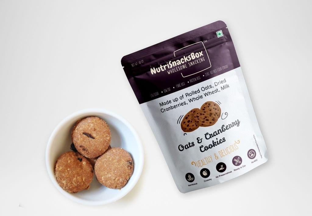 Healthy Oats & Cranberry Cookies, 330g (Pack of 2 x 165g) | Vegan, No Added Sugar , High Protein, Fibre - NutriSNacksBox