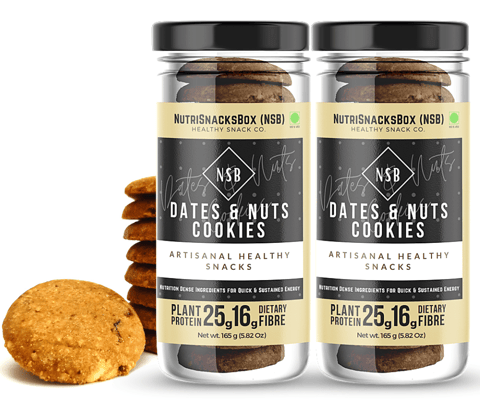Healthy Dates & Dry Fruit Nuts Cookies, 360g (Pack of 2 x 180g) | Dates, Almonds, Cashews | No Added Sugar & Maida | Healthy Snacks for Kids - NutriSNacksBox