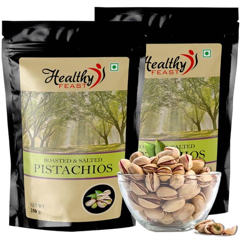 Pistachios Roasted & Salted | Pista Dry Fruits - Pack of 2 x 250gm