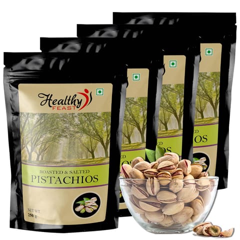 Pistachios Roasted & Salted | Pista Dry Fruits - Pack of 4 x 250gm
