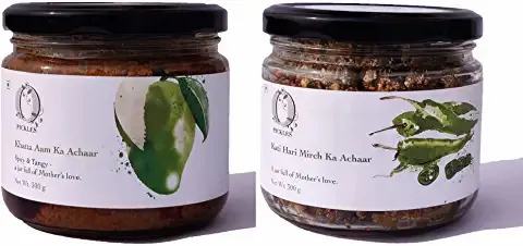 Sour Mango Pickle And Chopped Green Chilli Pickle Combo