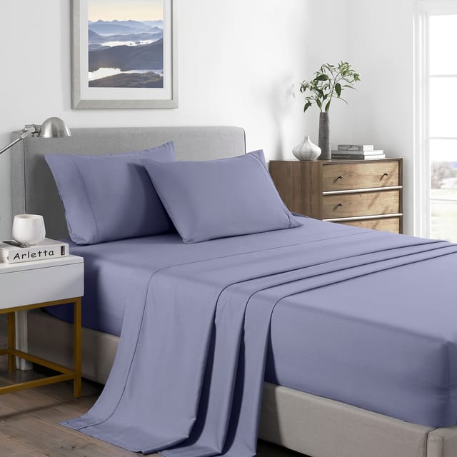 (DOUBLE) Royal Comfort 2000 Thread Count Bamboo Cooling Sheet Set Ultra Soft Bedding  - Lilac Grey