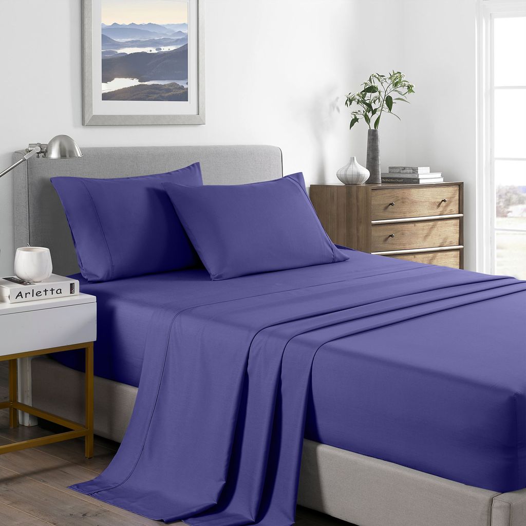 (DOUBLE) Royal Comfort 2000 Thread Count Bamboo Cooling Sheet Set Ultra Soft Bedding - Royal Blue
