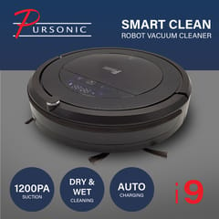 Pursonic i9 Robotic Vacuum Cleaner Carpet Floor Dry Wet Mopping Auto Robot Black