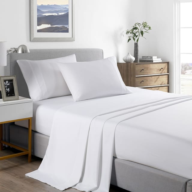 (SINGLE) Royal Comfort 2000 Thread Count Bamboo Cooling Sheet Set Ultra Soft Bedding - White