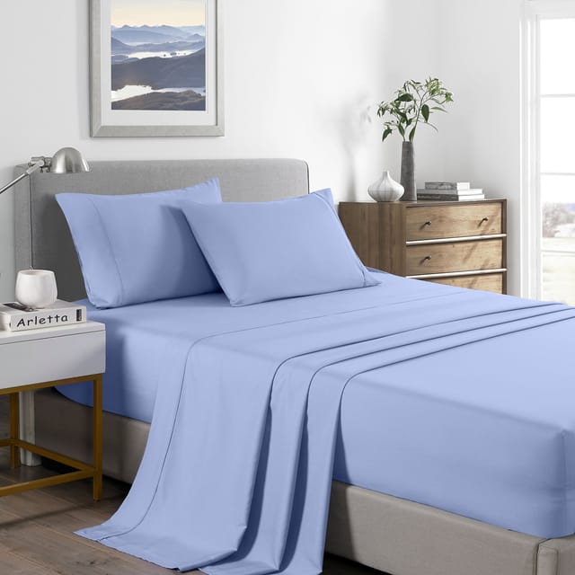 (SINGLE) Royal Comfort 2000 Thread Count Bamboo Cooling Sheet Set Ultra Soft Bedding -  Light Blue