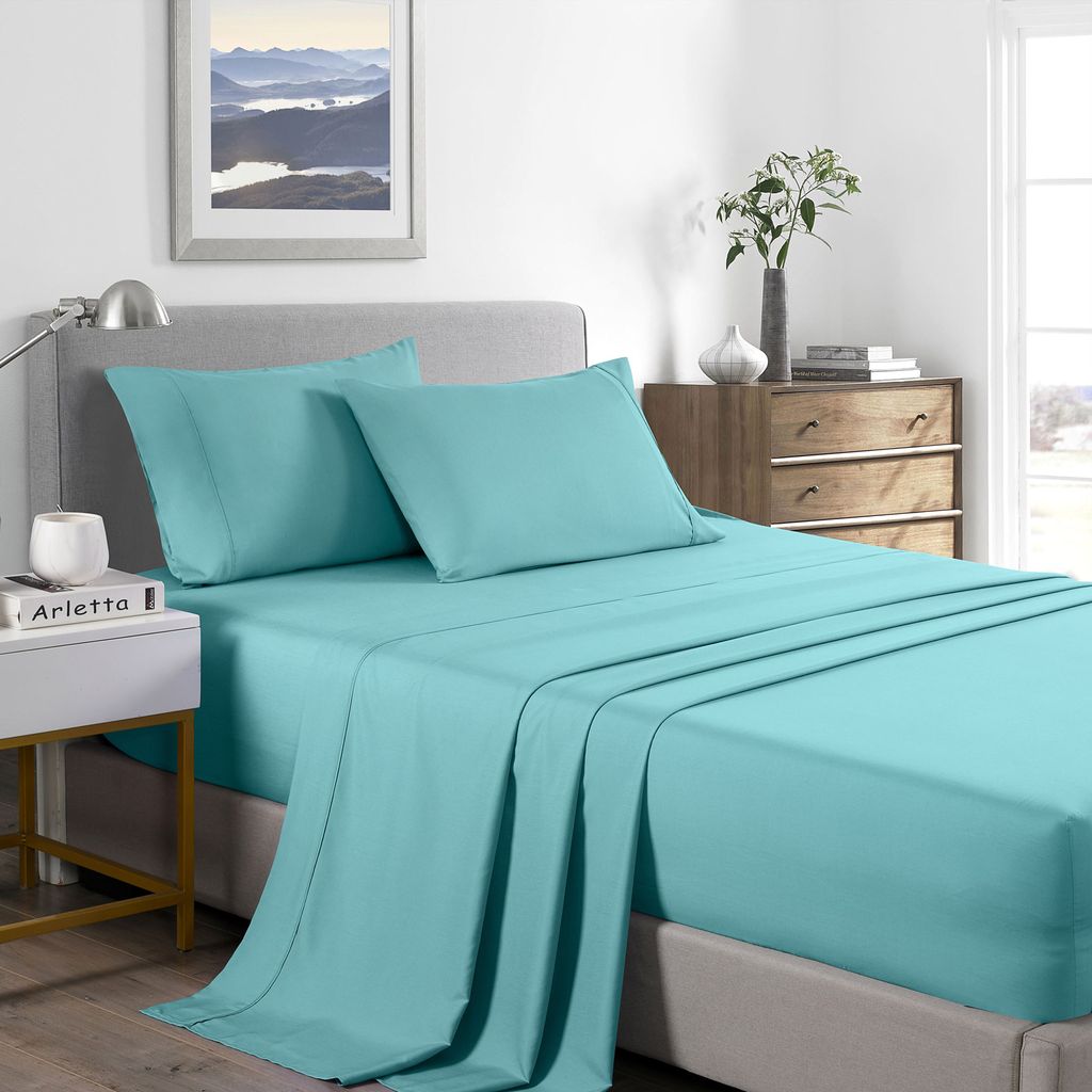 (DOUBLE) Casa Decor 2000 Thread Count Bamboo Cooling Sheet Set Ultra Soft Bedding - Aqua