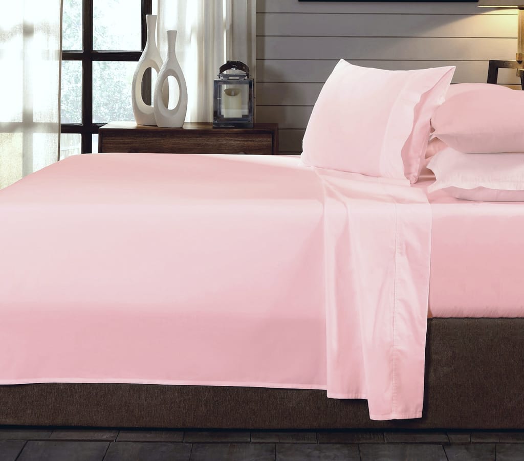 (QUEEN)Royal Comfort 250TC Organic 100% Cotton Sheet Set 4 Piece Luxury Hotel Style  Blush