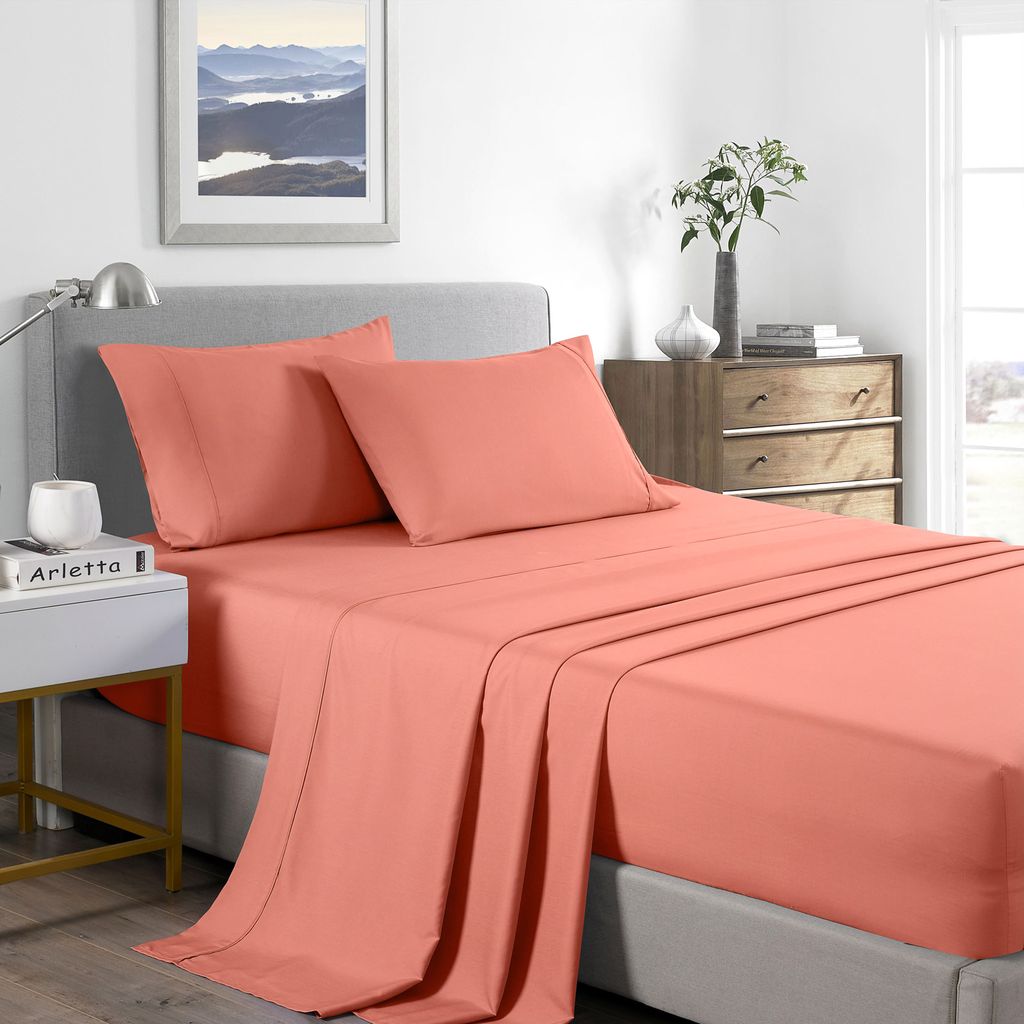 (DOUBLE) Casa Decor 2000 Thread Count Bamboo Cooling Sheet Set Ultra Soft Bedding - Peach