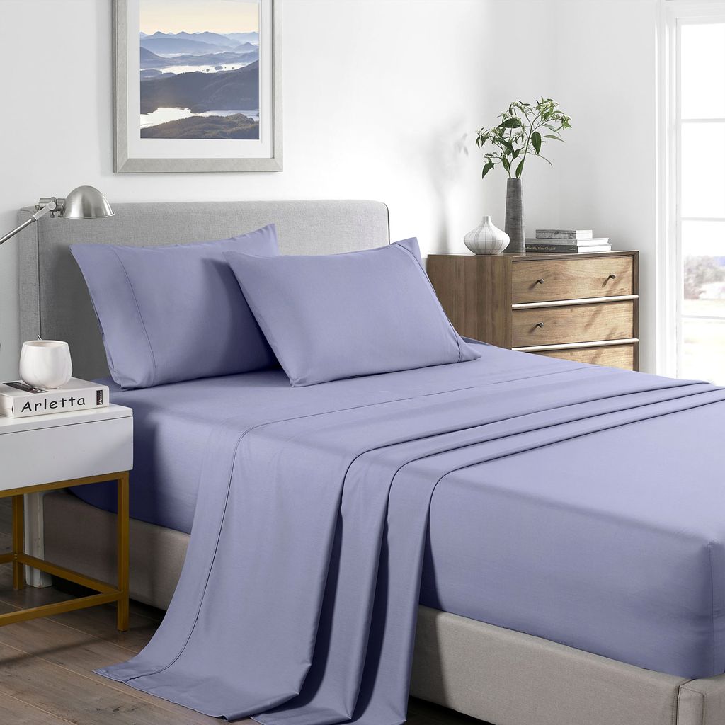 (DOUBLE) Casa Decor 2000 Thread Count Bamboo Cooling Sheet Set Ultra Soft Bedding  - Lilac Grey