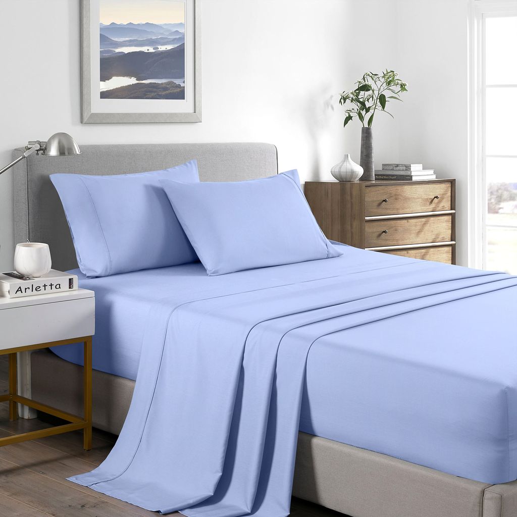 (DOUBLE) Casa Decor 2000 Thread Count Bamboo Cooling Sheet Set Ultra Soft Bedding - Light Blue