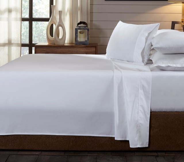 (KING)Royal Comfort 250TC Organic 100% Cotton Sheet Set 4 Piece Luxury Hotel Style - King - White