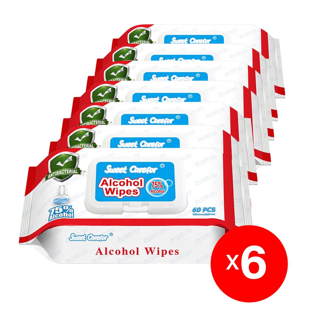 6 Pack (300 Pieces) Wipes 75% Alcohol Hand Surface Use