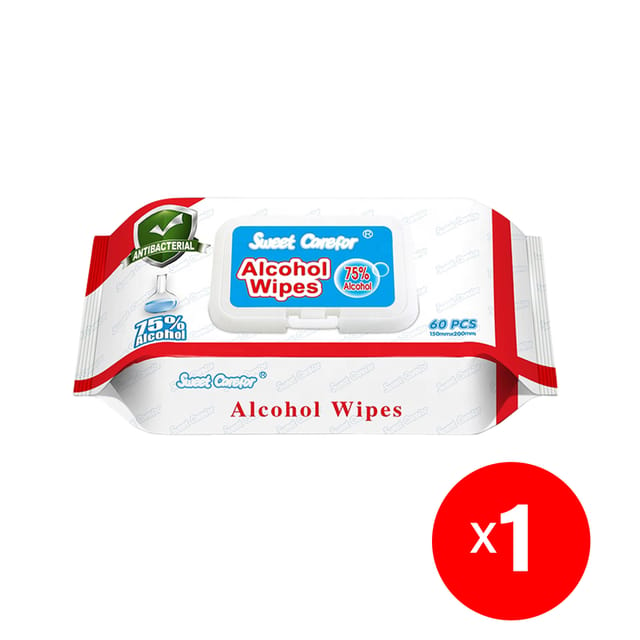 1 Pack (60 Pieces) Wipes 75% Alcohol Hand Surface Use