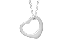 18” Open Heart Pendant Necklace in Rhodium-Plated Brass
