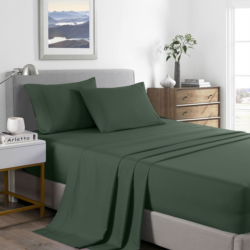 (QUEEN)Royal Comfort 2000 Thread Count Bamboo Cooling Sheet Set Ultra Soft Bedding - Queen - Olive