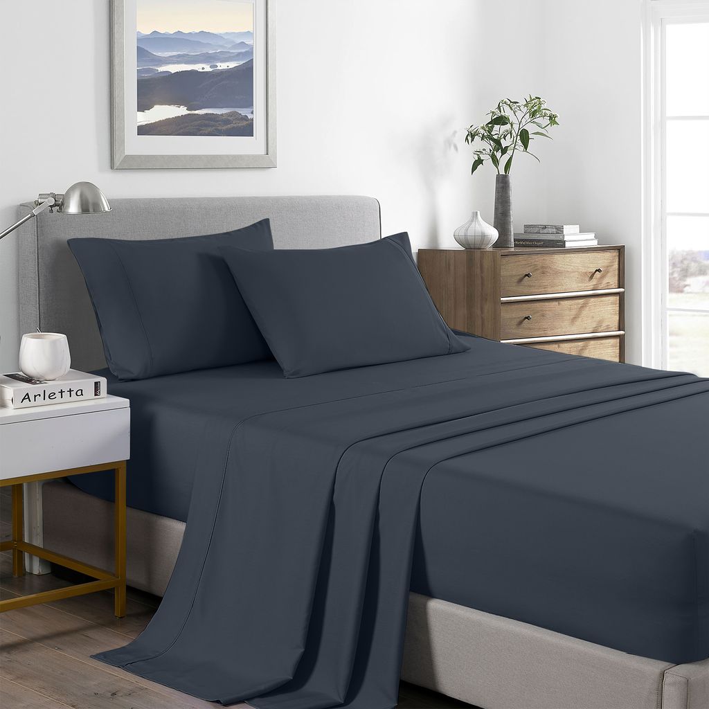 (SINGLE)Royal Comfort 2000 Thread Count Bamboo Cooling Sheet Set Ultra Soft Bedding - Single - Charcoal
