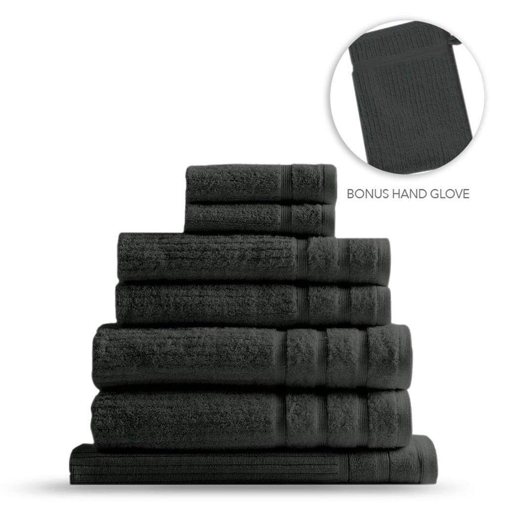Royal Comfort Eden Egyptian Cotton 600GSM 8 Piece Luxury Bath Towels Set - Granite
