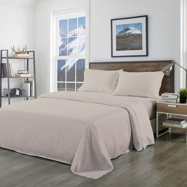 Royal Comfort Bamboo Blended Sheet & Pillowcases Set 1000TC Ultra Soft Bedding - Double - Warm Grey