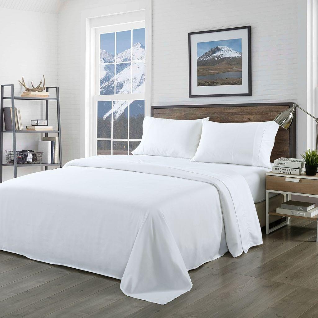 (KING) Royal Comfort Bamboo Blended Sheet & Pillowcases Set 1000TC Ultra Soft Bedding  - White