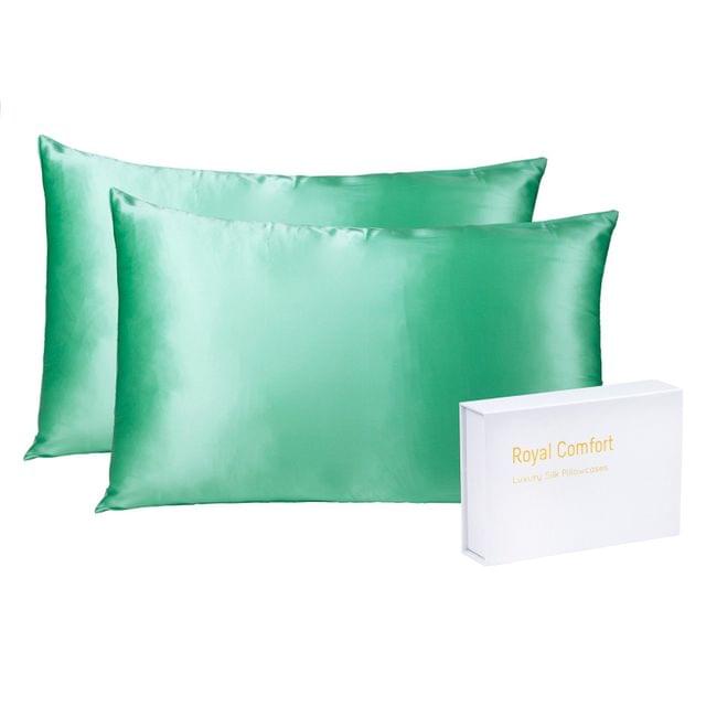 Royal Comfort Mulberry Soft Silk Hypoallergenic Pillowcase Twin Pack 51 x 76cm - Mint