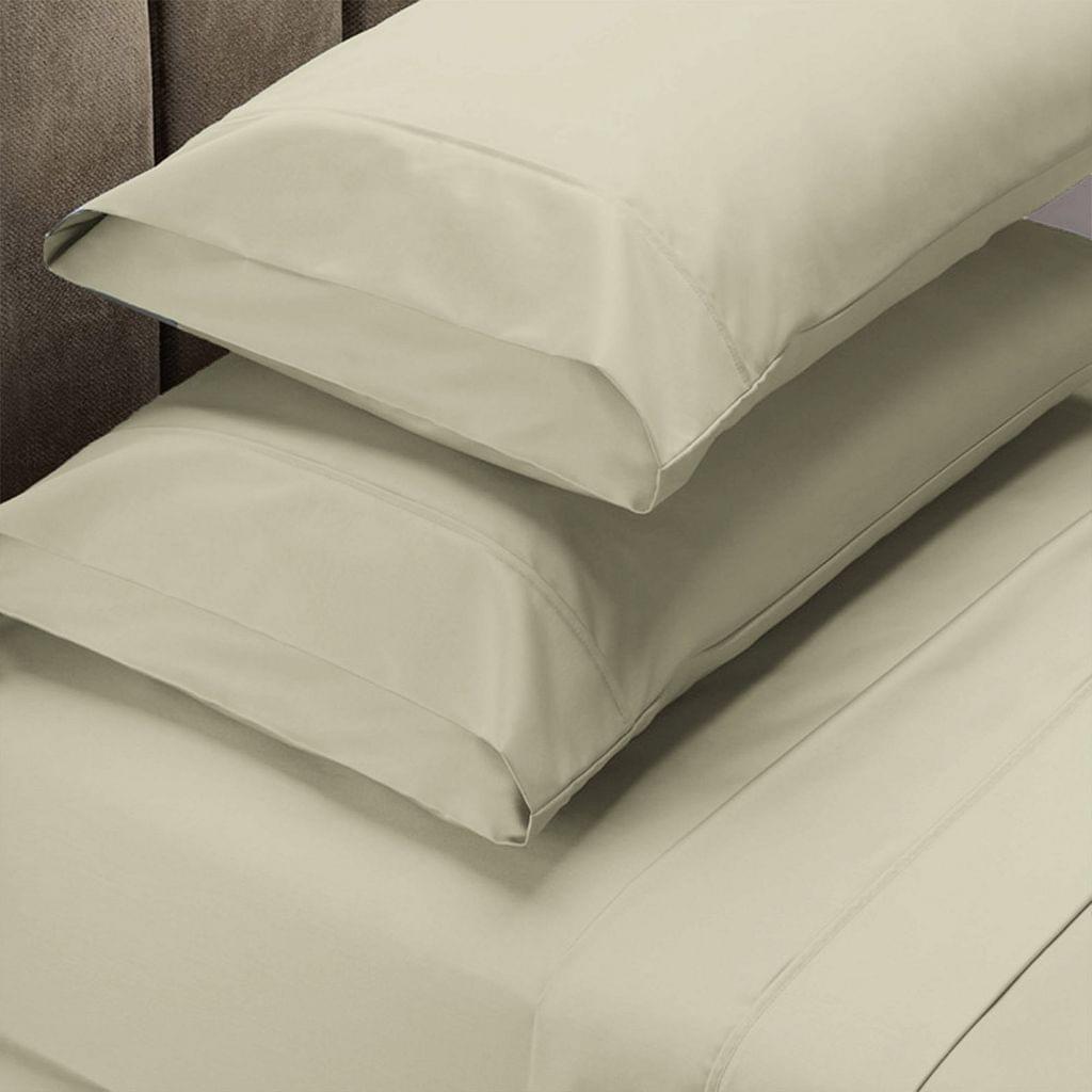 (KING)Renee Taylor 1500 Thread Count Pure Soft Cotton Blend Flat & Fitted Sheet Set - King - Ivory
