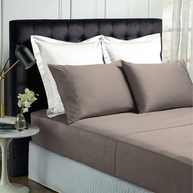 Royal Comfort 1000TC Hotel Grade Bamboo Cotton Sheets Pillowcases Set Ultrasoft - Queen - Pewter