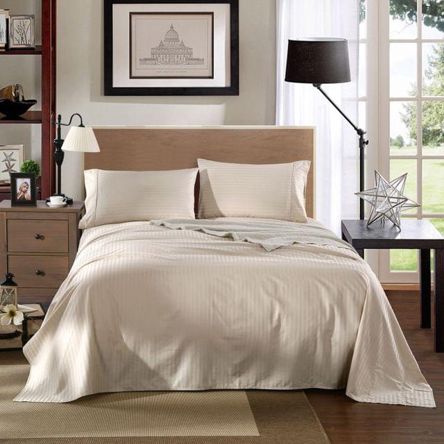 Kensington 1200TC Cotton Sheet Set Stripe King Size Bedding Cover Comfort - Sand