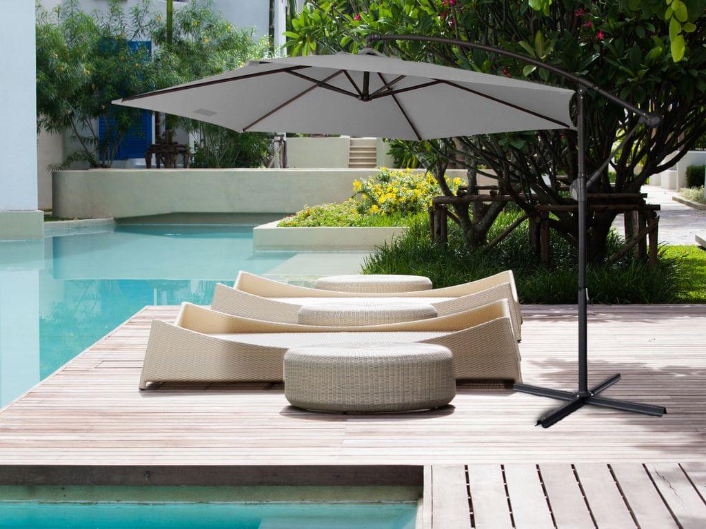 NEW Milano 3M Outdoor Sun Umbrella Patio Garden Beach Crank Tilt Polyester - Grey