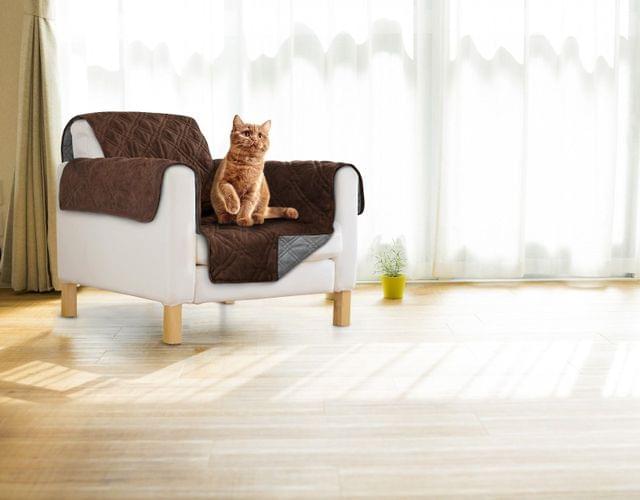 Sprint Industries Reversible Slipover Pet Couch Sofa Cover Protector Armchair - Single Chair - 1 side in Chocolate  1