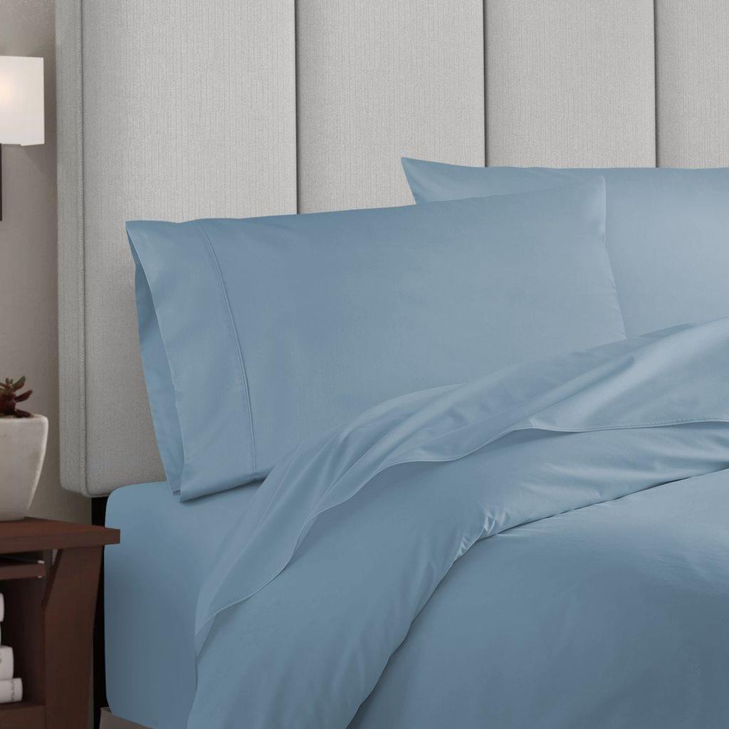 Balmain 1000 Thread Count Hotel Grade Bamboo Cotton Quilt Cover Pillowcases Set - King - Blue Fog