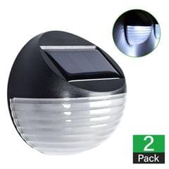 2 X Fence Lights Round Solar Powered LED Waterproof Outdoor Garden Wall Pathway