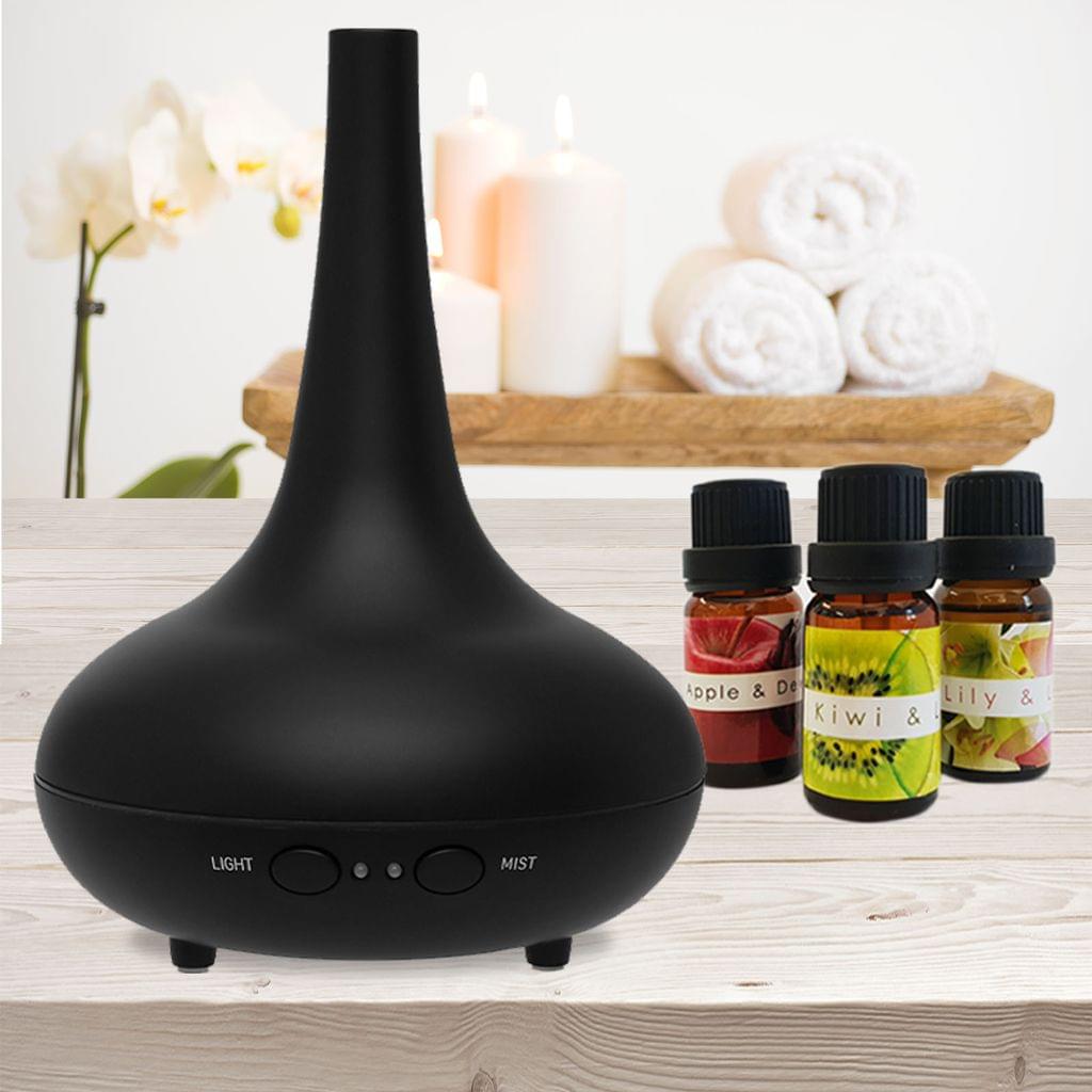 Milano Decor Ultrasonic Aromatherapy Diffuser & Humidifier with Oils Matte Black