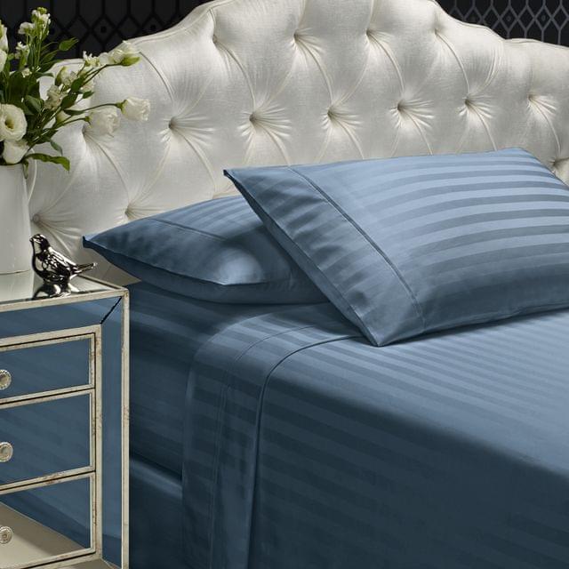 Royal Comfort 1200TC Sheet Set Damask Cotton Blend Ultra Soft Sateen Bedding - Queen - Blue Fog