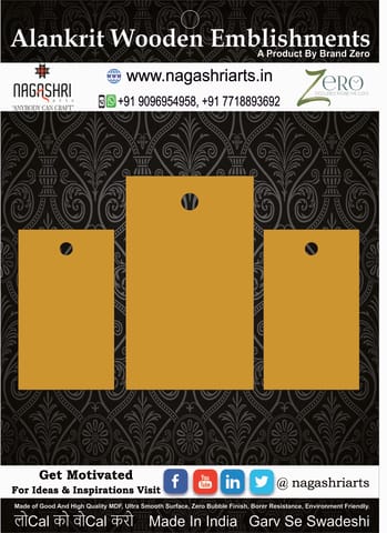 Brand Zero MDF Rectangel Shape Pendant And Earrings Jewelry Base - Pack of 3 Pcs