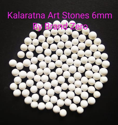 Brand Zero Kalaratna Art Stones - 6 mm - White Colour - Pack of 50 Grams