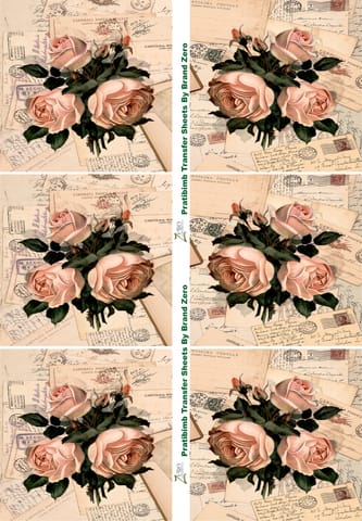 Brand Zero Pratibimb Transfer Sheets - Vintage Roses Brand Zero Pratibimb Transfer Sheets - Vintage Roses