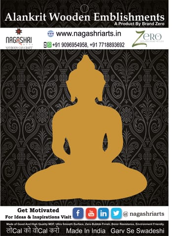 Brand Zero MDF Emblishment Meditation Buddha Design 8 - Select Your Preference Of Size & Thickness