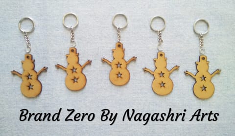 Brand Zero MDF Key Chain Snow Man Design - Combo Of 5 Pcs - Select Your preferred Size & Thickness