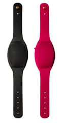 SaniFlex Hand Band Adjustable Sanitizer, Refillable Wristband for All Age Group (Dispenser) Pack of 2 (Black & Pink color)