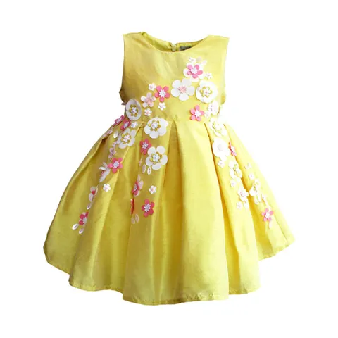 Yellow 3D Flower Dress