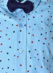 Blue Star Print Mix Shirt