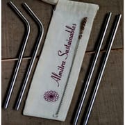 Stainless Steel Straws with Cleaner (2 Bent & 2 Straight) - Pack of 4