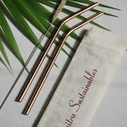 Reusable Bent Copper Straw (Pack of 2) with Cleaner