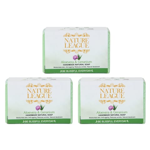ALOEVERA & GERANIUM Natural Handmade Soap 100 gms (Pack of 3)