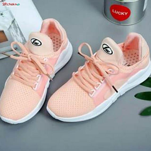 Luxury Pink Color Lace Up Women Breathable Mesh Running Shoes Sneakers( 4611-3)